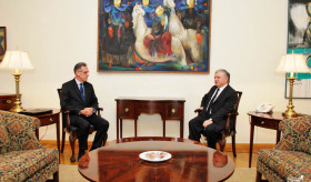 The Ambassador of France presents the copies of his credentials to the Minister of Foreign Affairs of Armenia Edward Nalbandian