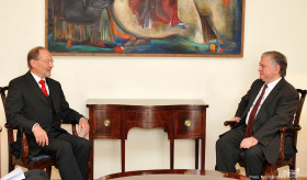 The Ambassador of Switzerland presents the copies of his credentials to the Minister of Foreign Affairs of Armenia Edward Nalbandian