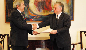 The Ambassador of Canada presents the copies of his credentials to the Minister of Foreign Affairs of Armenia Edward Nalbandian