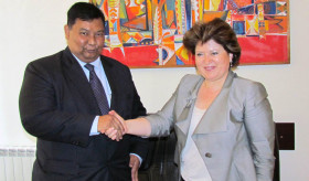 The Ambassador of Malaysia presents the copies of his credentials to the Deputy Minister of Foreign Affairs of Armenia Karine Kazinian