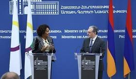 ՀՀ ԱԳ նախարար Զոհրաբ Մնացականյանին և ՖՄԿ գլխավոր քարտուղար Միկաել Ժանի համատեղ մամուլի ասուլիս