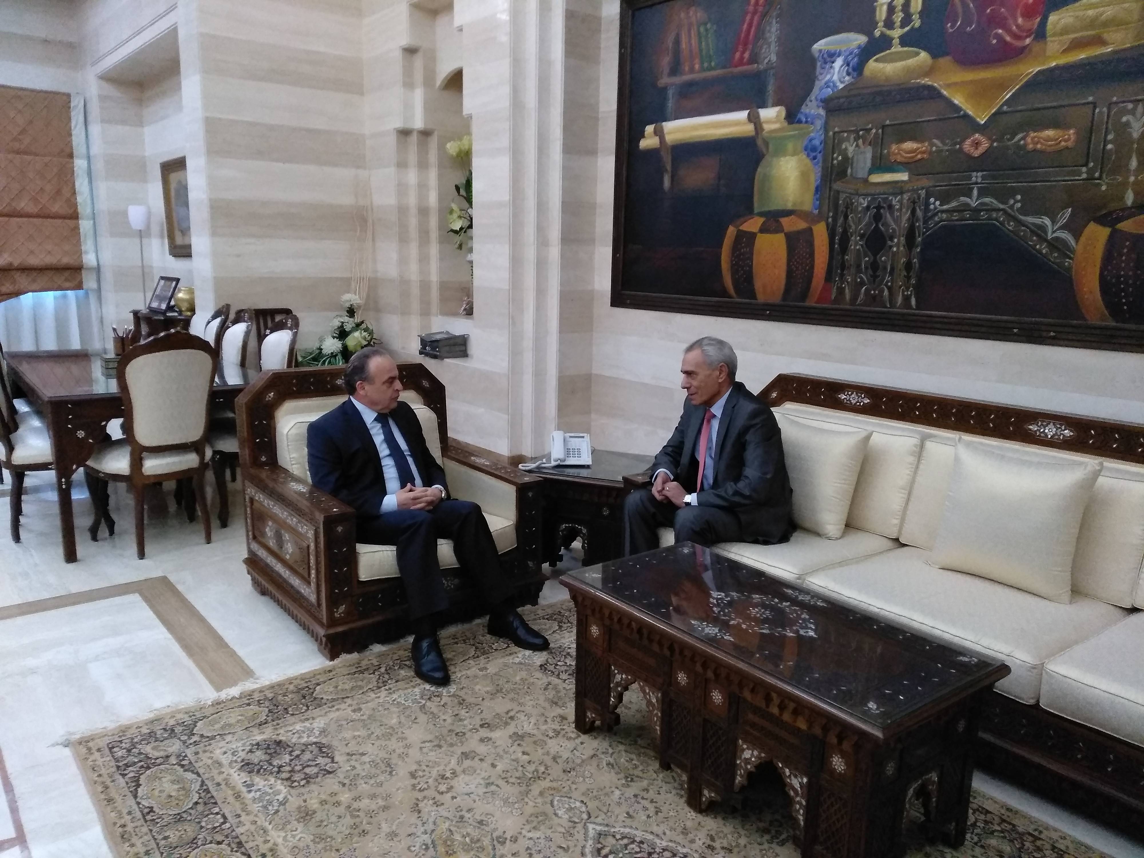 Սիրիայում ՀՀ դեսպան Արշակ Փոլադյանի հրաժեշտի հանդիպումը ՍԱՀ նախարարների խորհրդի նախագահ Իմադ Խամիսի հետ