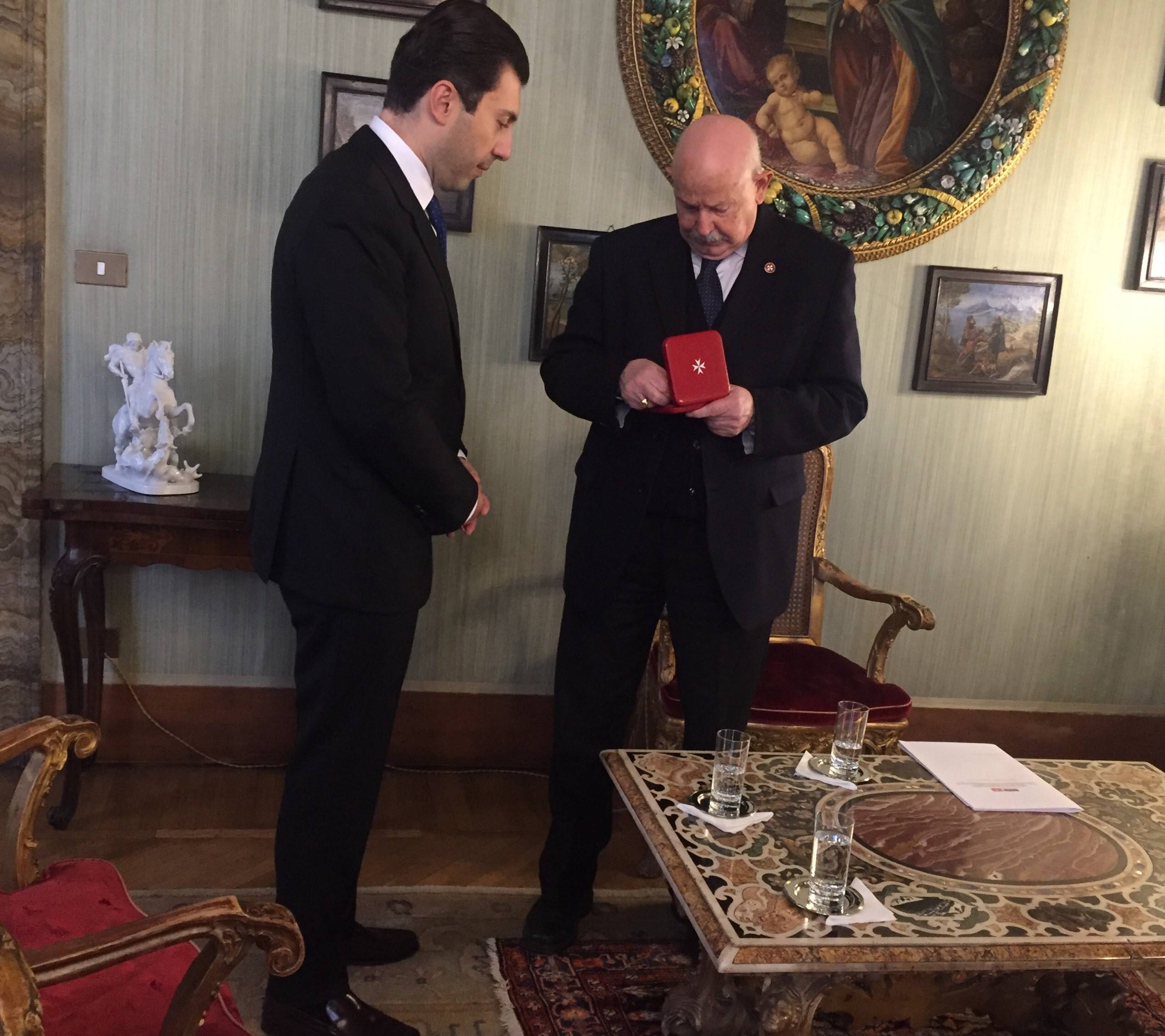 Մալթայի Ուխտում ՀՀ դեսպան Միքայել Մինասյանի հրաժեշտի հանդիպումը Մեծ Վարպետ Ֆրա Ջակոմո Դալլա Տոռե դել Տեմպիո դի Սանգուինետոյի հետ