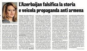 &laquo;Ադրբեջանը կեղծում է պատմությունը և շրջանառության մեջ է դնում հակահայկական քարոզչությունը&raquo;․ դեսպան Վիկտորյա Բաղդասարյանի հոդվածը La Verita օրաթերթում