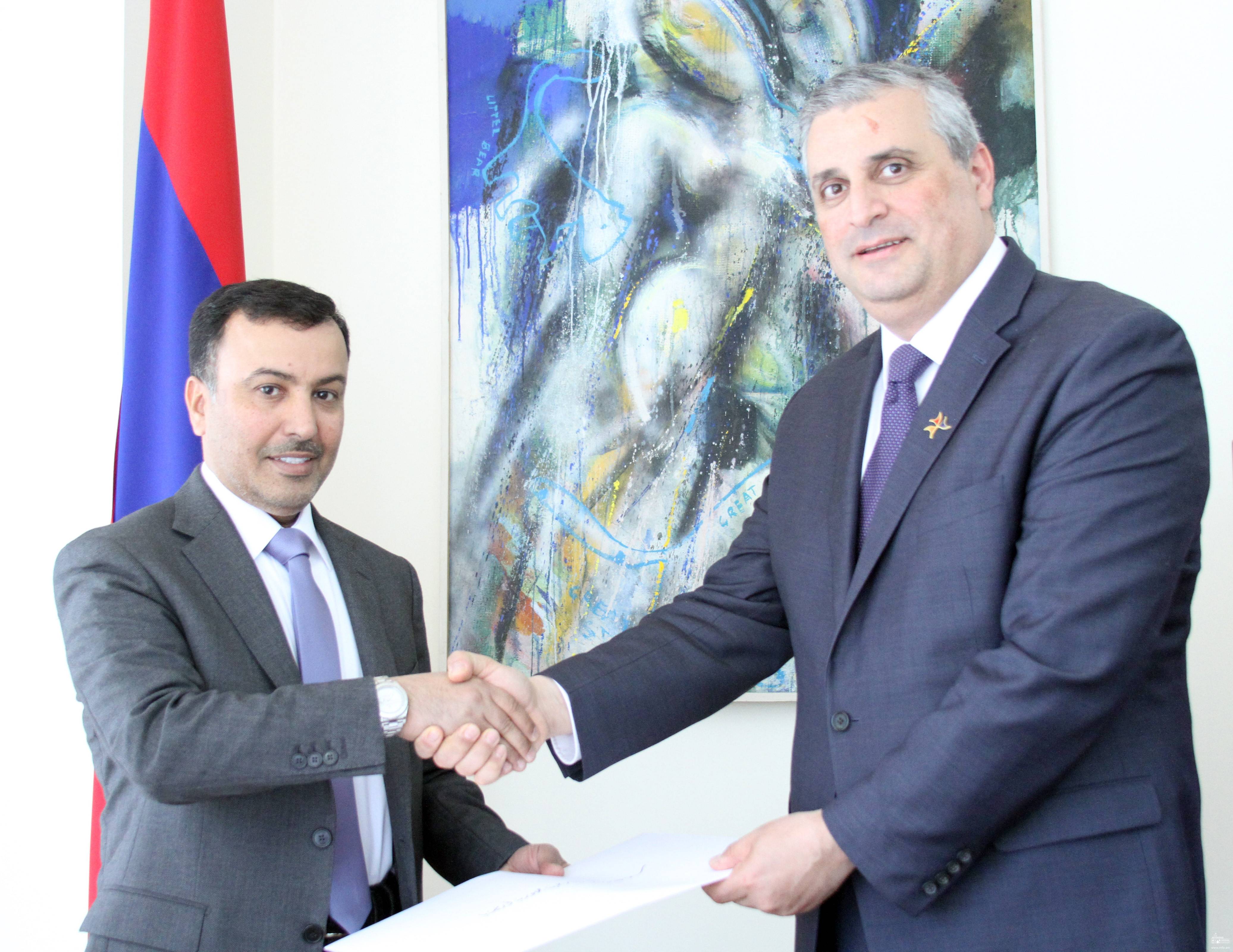 Deputy Foreign Minister of Armenia received the newly appointed Ambassador of Qatar to Armenia