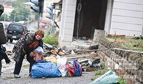 Destroyed civilian objects in Stepanakert after the Azerbaijani strikes / Photo credits: David Ghahramanyan