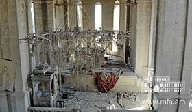 The consequences of the Azerbaijani shelling on Holy Savior Cathedral in the wake of the deliberate targeting of the Azerbaijani armed forces / Photo credits: Pablo Gonzalez