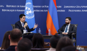 Meeting of the Deputy Foreign Minister Vahan Kostanyan and Assistant Secretary-General for Youth Affairs Felipe Paullier with Armenian youth representatives