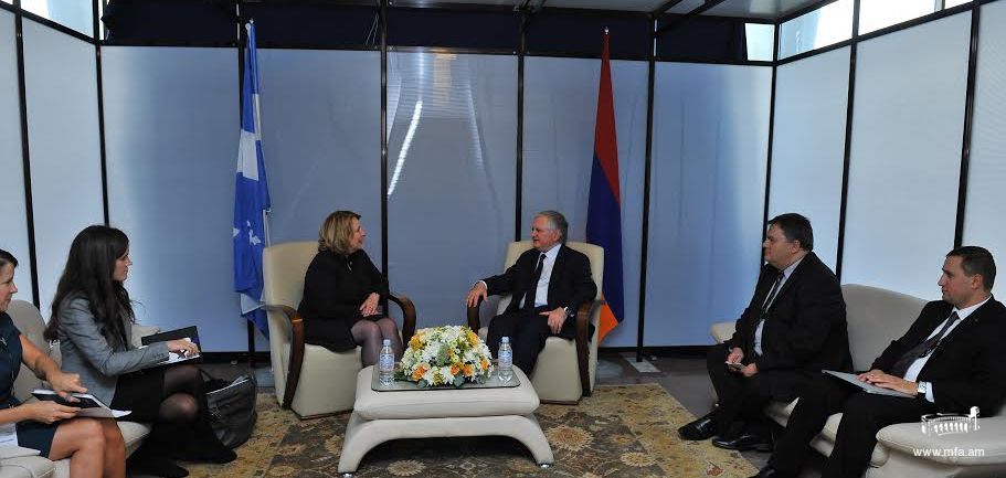 Meeting of Minister of Foreign Affairs of Armenia and Minister of International Development and La Francophonie of Qu&eacute;bec
