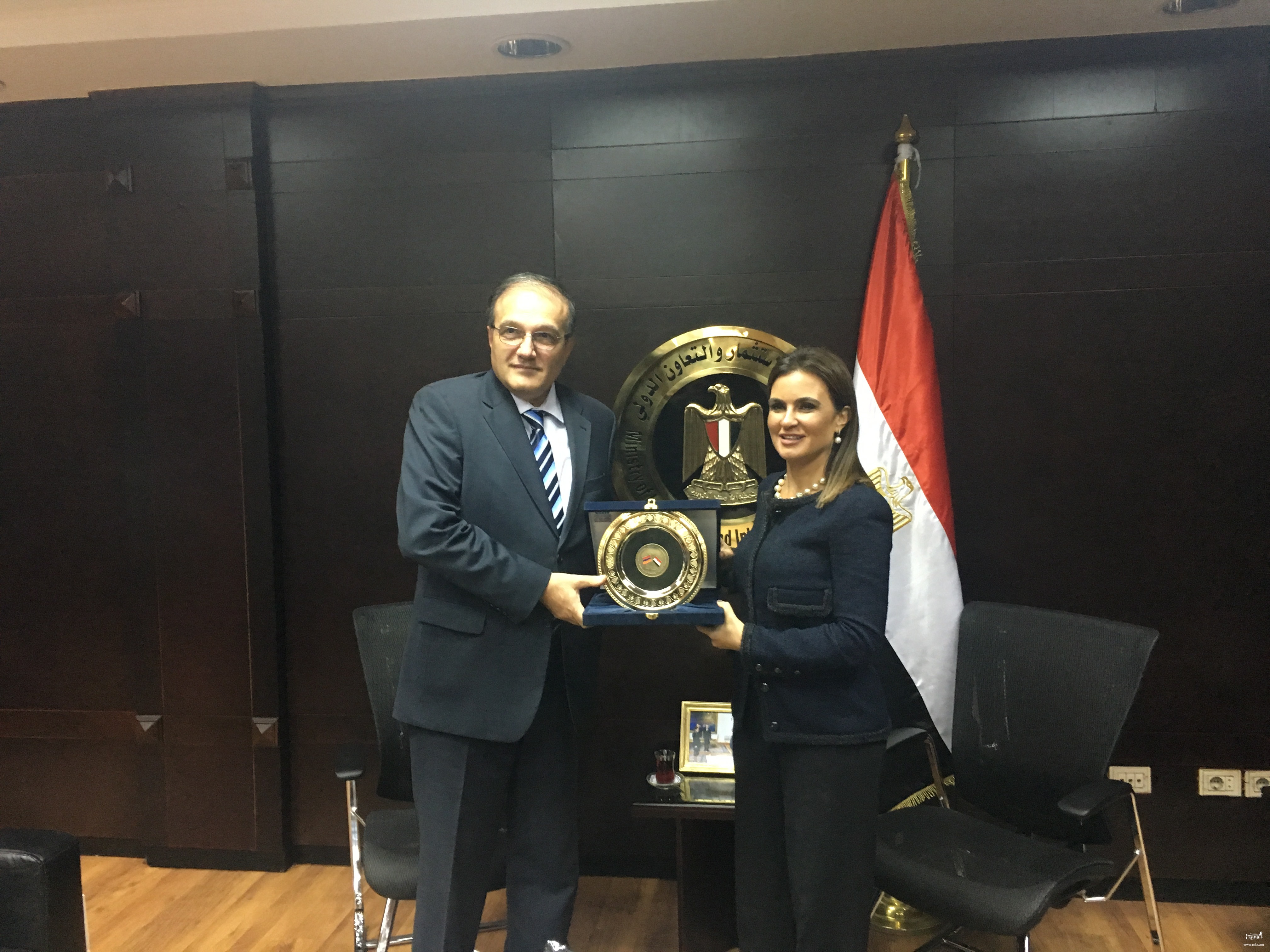 Դեսպան Մելքոնյանի և Եգիպտոսի Միջազգային համագործակցության և ներդրումների նախարար Սահար Նասրի հանդիպումը