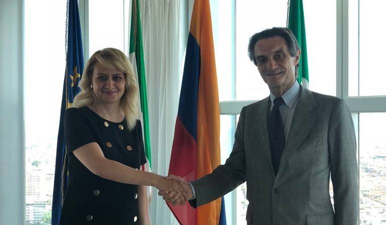 Իտալիայում ՀՀ դեսպան Վիկտորյա Բաղդասարյանի հանդիպումը Լոմբարդիայի շրջանի նախագահի հետ