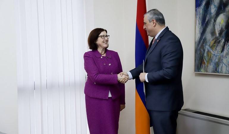 The newly appointed Ambassador of Canada presented the copy of her credentials to the Deputy Foreign Minister of Armenia