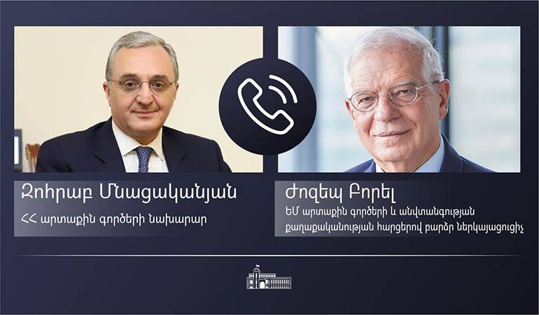 Foreign Minister Zohrab Mnatsakanyan held phone conversation with Josep Borrel, High Representative of the EU for Foreign Affairs and Security Policy, Vice-President of  the European Commission Flag of European Union