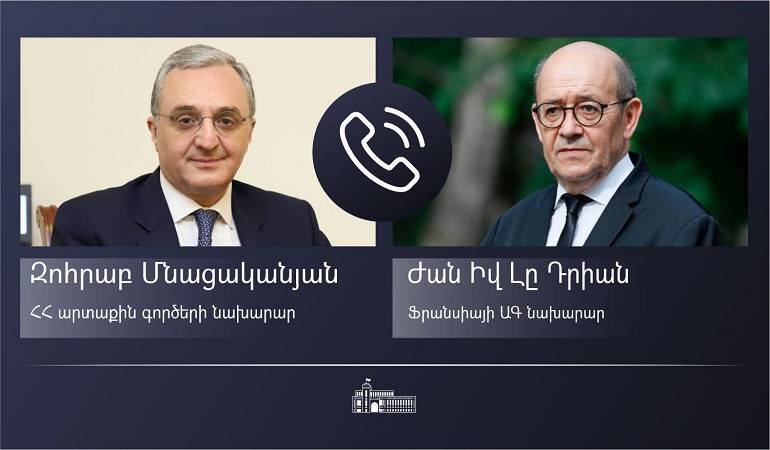 ԱԳ նախարար Զոհրաբ Մնացականյանը հեռախոսազրույց ունեցավ Ֆրանսիայի ԱԳ նախարար Ժան-Իվ Լը Դրիանի հետ