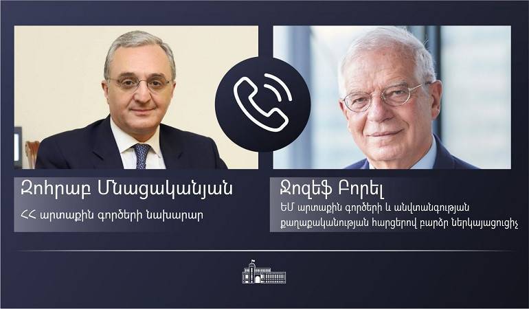 Entretien téléphonique entre le ministre des Affaires étrangères de la République d’Arménie et le haut représentant de l'UE pour les affaires étrangères et la politique de sécurité