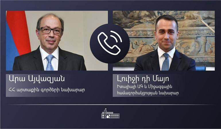 The phone conversation of Foreign Minister Ara Aivazian with the Minister of Foreign Affairs and International Cooperation of Italy