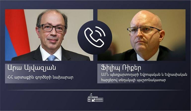 Foreign Minister Ara Aivazian had a phone call with Philip Reeker, the US Acting Assistant Secretary of European and Eurasian Affairs
