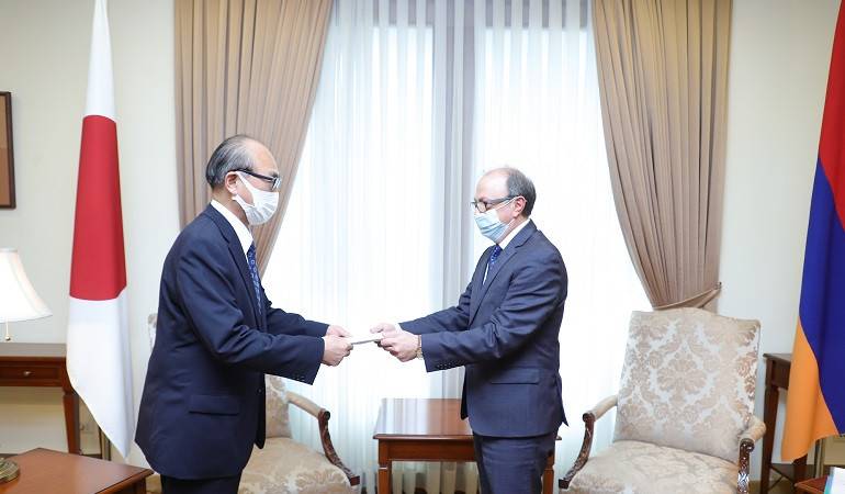 The newly appointed Ambassador of Japan presented the copy of his credentials to the Acting Minister of Foreign Affairs of the Republic of Armenia
