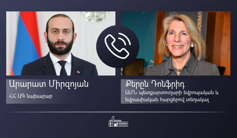 Foreign Minister of Armenia Ararat Mirzoyan held a phone conversation with the US Assistant Secretary of State for European and Eurasian Affairs
