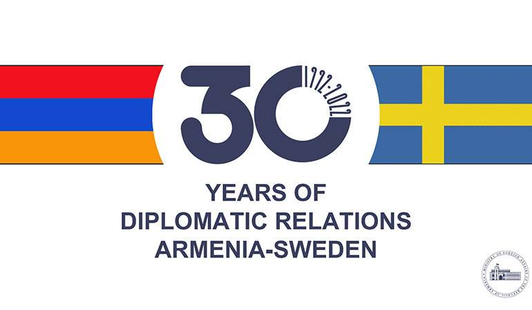 Exchange of congratulatory letters on the occasion of the 30th anniversary of the establishment of diplomatic relations between the Republic of Armenia and the Kingdom of Sweden