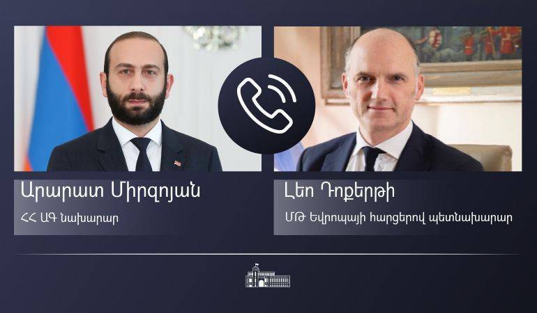 The phone  conversation of Foreign Minister of Armenia Ararat Mirzoyan with UK Minister of State for Europe Leo Docherty