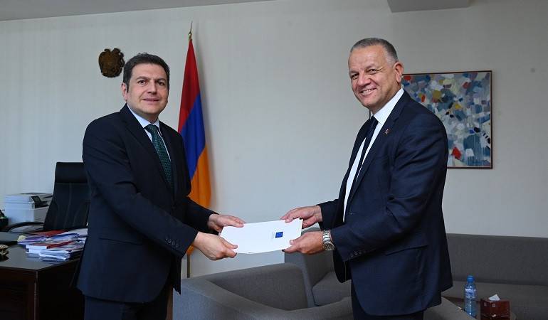 The newly-appointed Head of the Delegation of the European Union in Armenia, handed over a copy of his credentials to the Deputy Minister of Foreign Affairs of Armenia