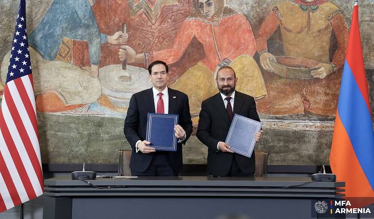 Հայաստանի Հանրապետության և Ամերիկայի Միացյալ Նահանգների միջև &laquo;Թրամփի ուղի՝ հանուն միջազգային խաղաղության և բարգավաճման&raquo; նախագծի (ԹՐԻՓՓ) վերաբերյալ ռազմավարական համագործակցության մասին շրջանակային համաձայնագրի ստորագրումը