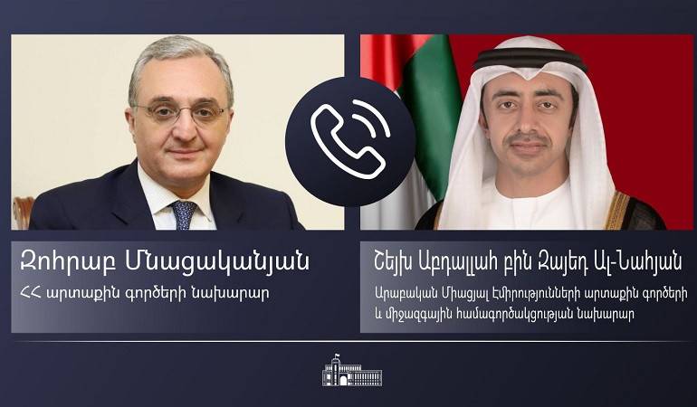 Phone conversation of Foreign Minister Zohrab Mnatsakanyan and Sheikh Abdullah Bin Zayed Al Nahyan, Minister of Foreign Affairs and International Cooperation of the United Arab Emirates