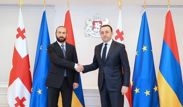 Встреча министра иностранных дел РА Арарата Мирзояна и премьер-министра Грузии Ираклия Гарибашвили
